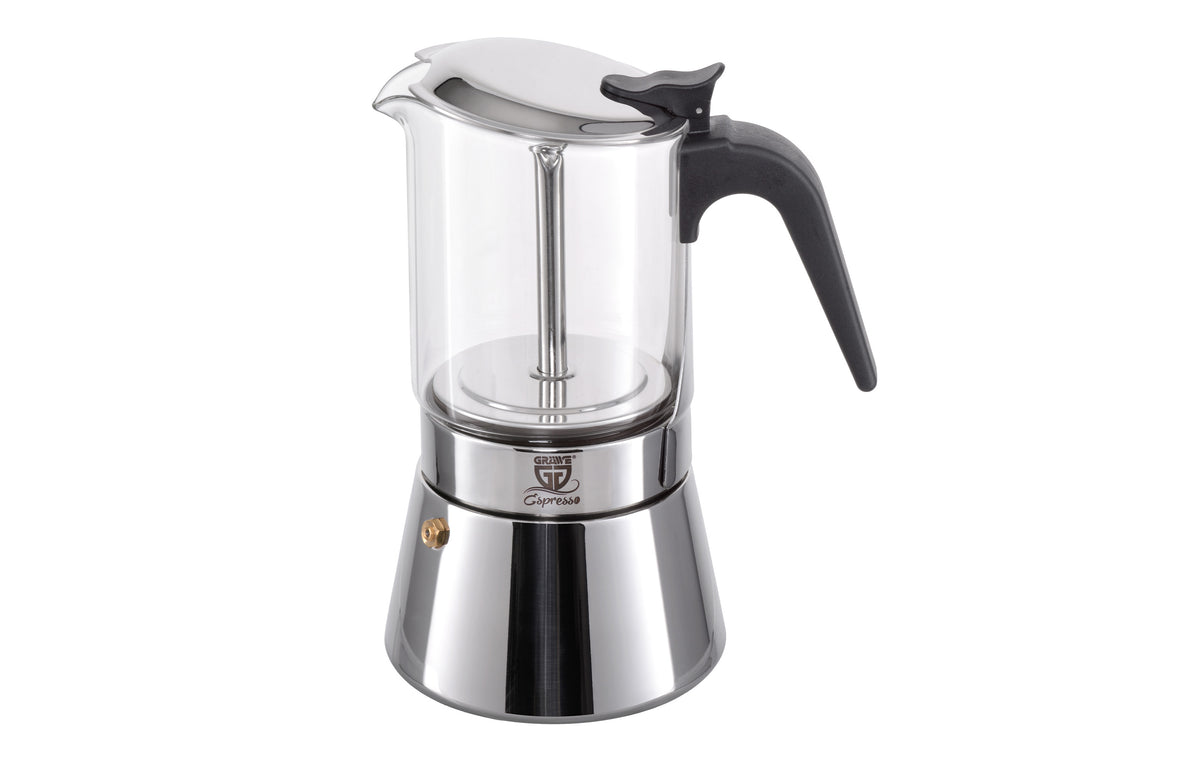 Gräwe Espressokocher mit Glaskanne – Induktionsgeeignet, 4 oder 6 Tassen (160/240 ml)