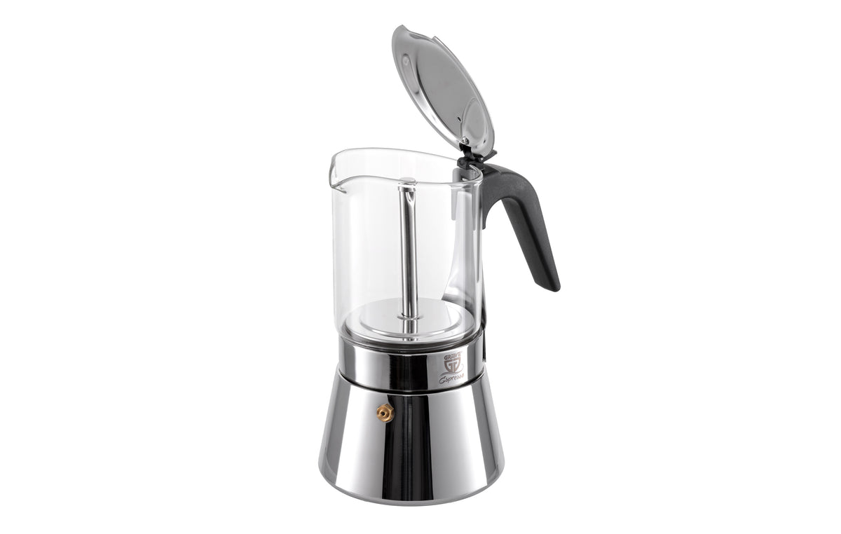 Gräwe Espressokocher mit Glaskanne – Induktionsgeeignet, 4 oder 6 Tassen (160/240 ml)