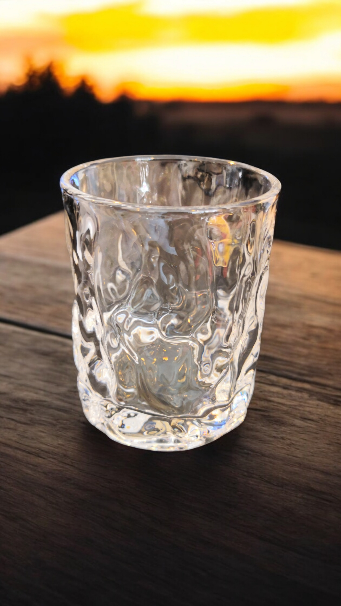 Trinkglas im japanischen Stil mit Holz-Geschenkbox + Filzuntersetzer – 250ml