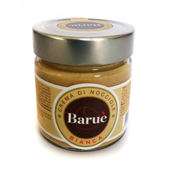 Barroero Crema Di Nocciole Barué Bianca – Helle Bio-Nuss-Nougatcreme mit 33 % Piemont-Haselnüssen I.G.P. (200 g)