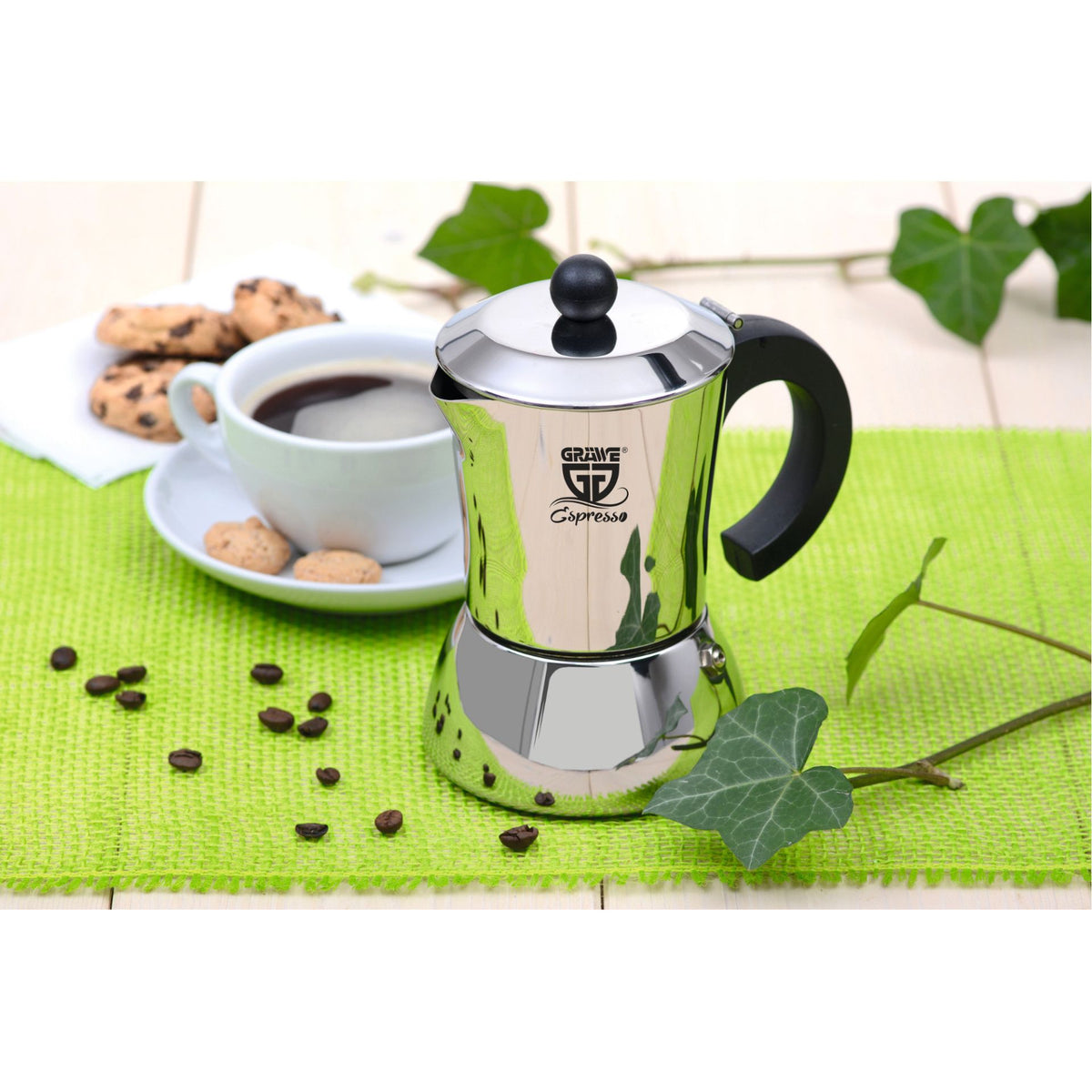 Herdkännchen / Espressokocher aus Edelstahl – Induktionsgeeignet, 4-6 Tassen (160/240 ml)
