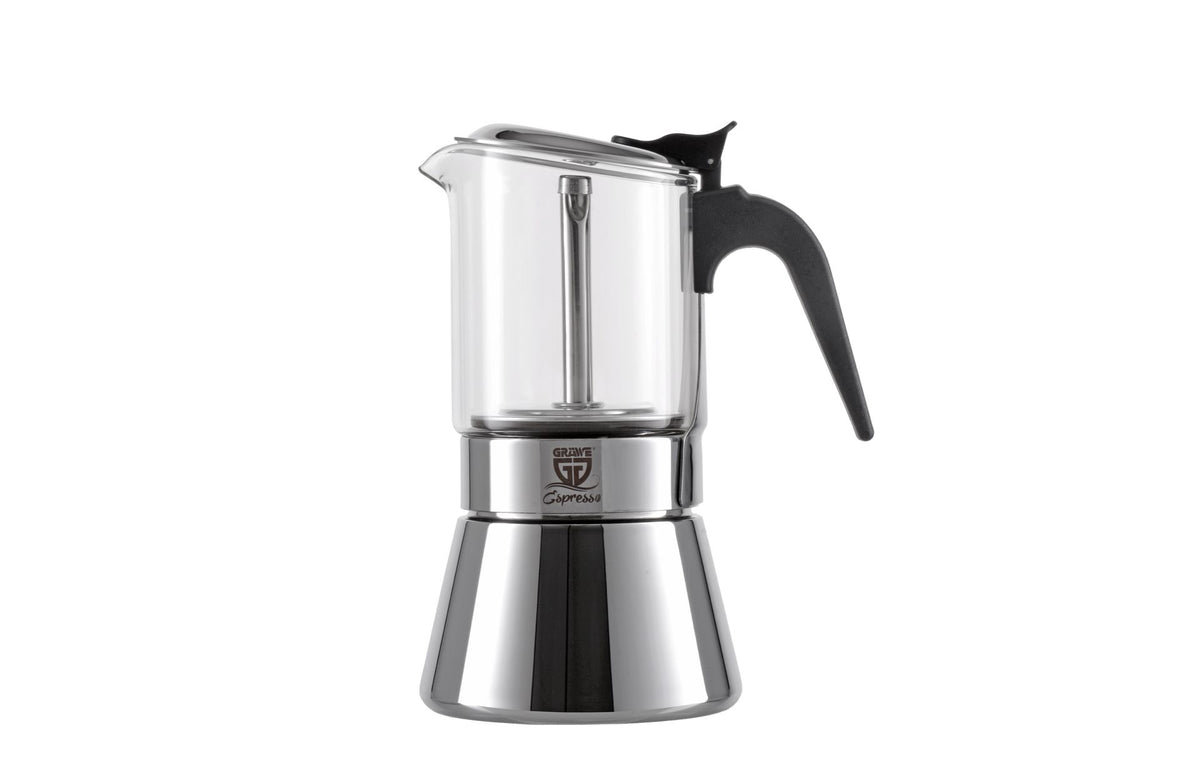 Herdkännchen / Espressokocher mit Glaskanne – Induktionsgeeignet, 2-4 oder 4-6 Tassen (160/240 ml)