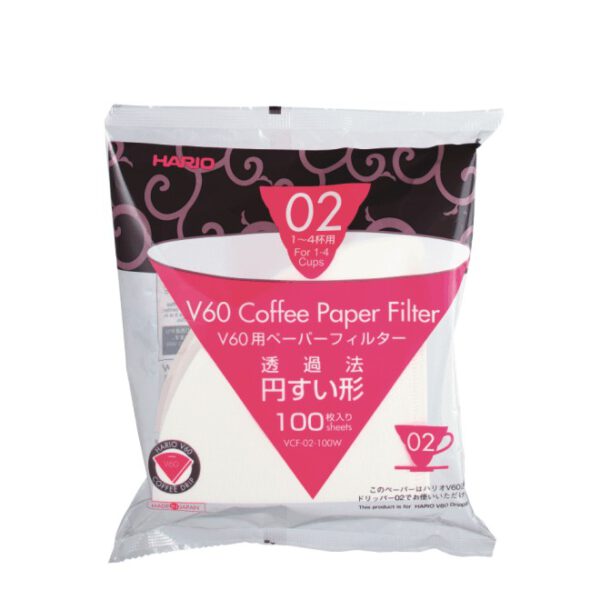 Hario V60 Papierfilter Größe 02 (weiß) – 100 Stück, Premium Filterpapier