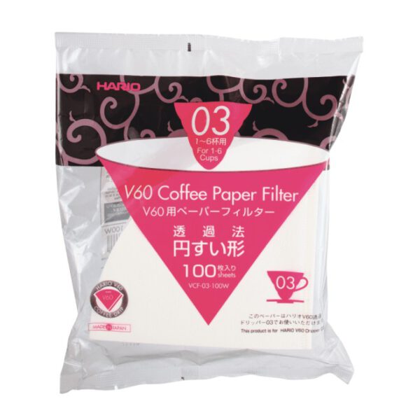 Hario V60 Papierfilter Größe 03 (weiß) – 100 Stück, Premium Kaffeefilter